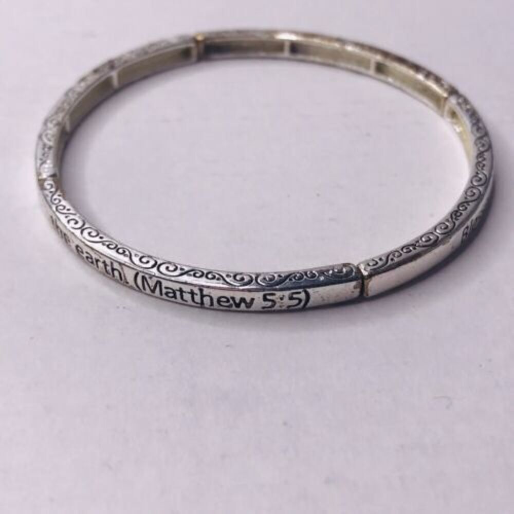 Bundle Sale 3 for $15 | Stackable Religious Stretch Bracelet Matthew 5:5